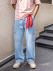 Men's Blue Baggy Fit Solid Street Wear Jeans