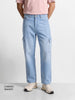 Men's Blue Baggy Fit Solid Street Wear Jeans
