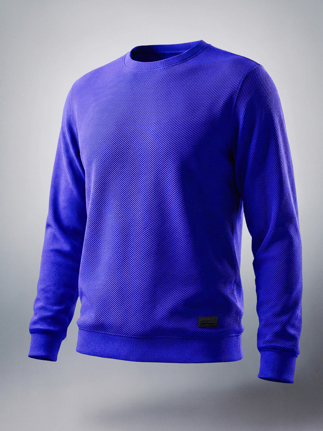 Men's Blue Print Regular Fit Solid Casual Sweat Shirt