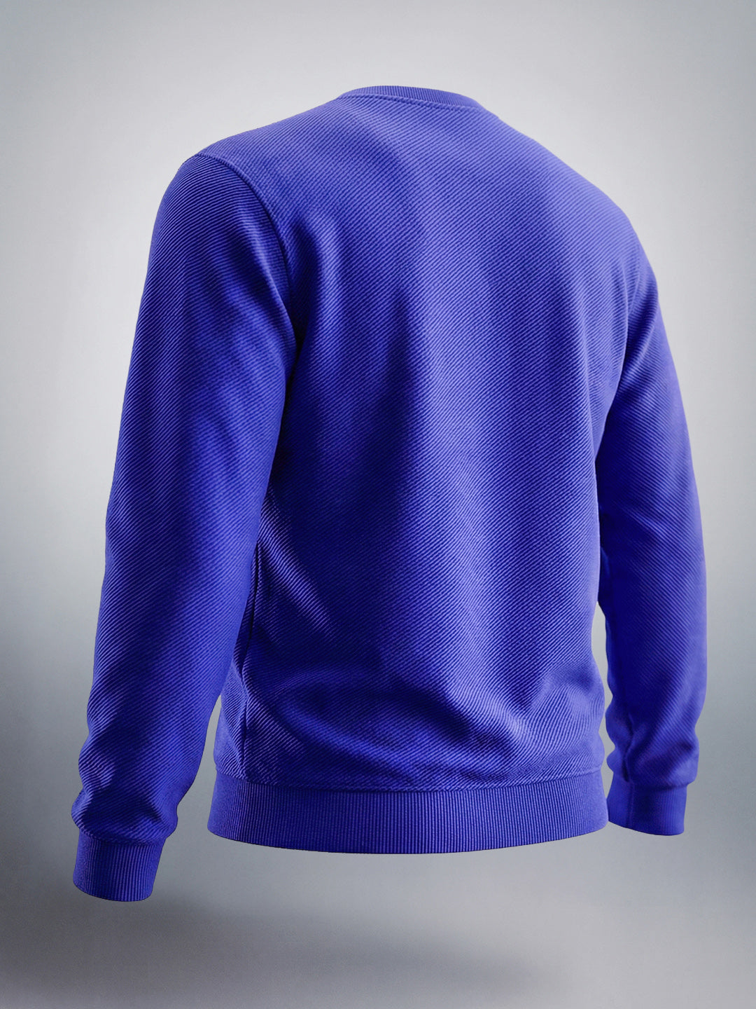 Men's Blue Print Regular Fit Solid Casual Sweat Shirt
