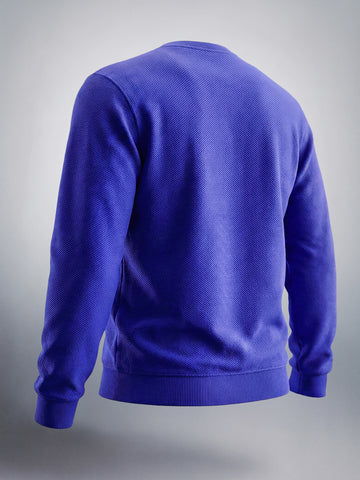 Men's Blue Print Regular Fit Solid Casual Sweat Shirt