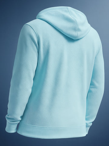 Men's Aqua Regular Fit Textured Casual Sweat Shirt