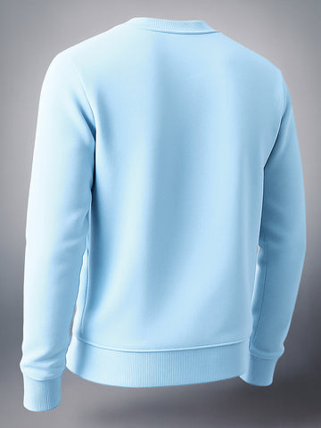 Men's Blue Regular Fit Solid Casual Sweatshirt