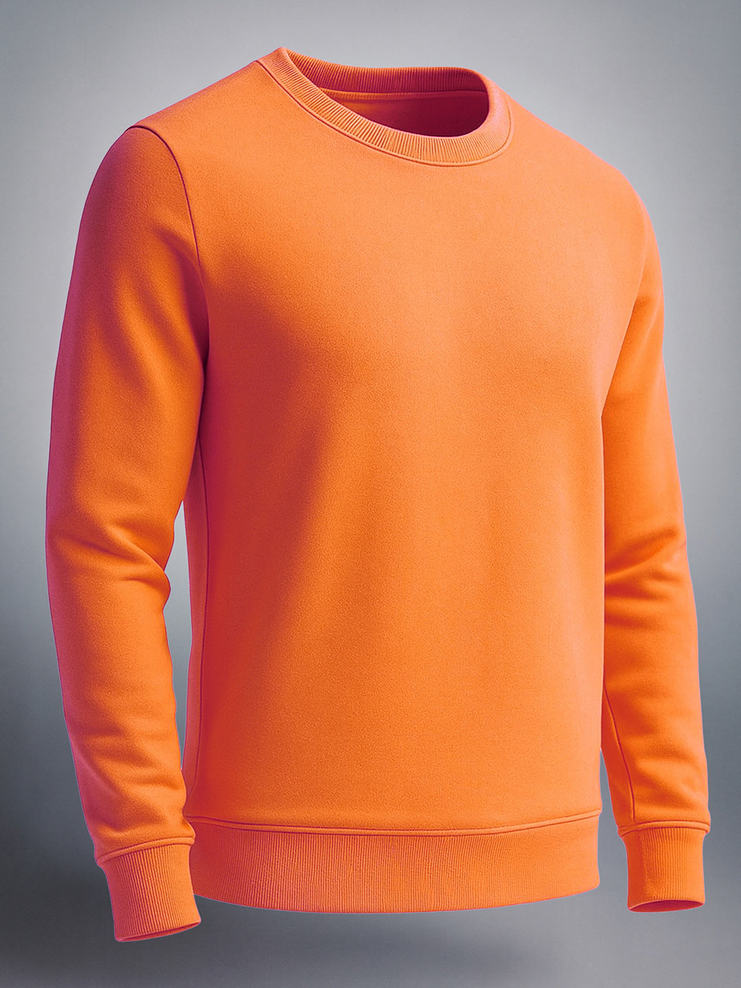 Men's Orange Regular Fit Solid Casual Sweatshirt