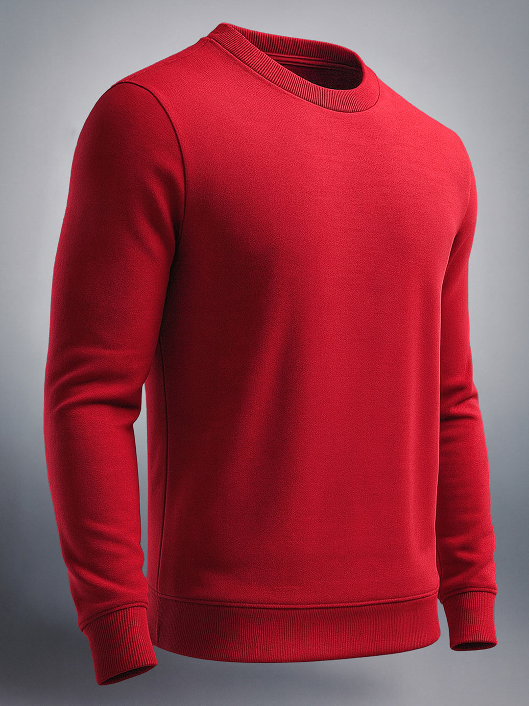 Men's Red Regular Fit Solid Casual Sweatshirt