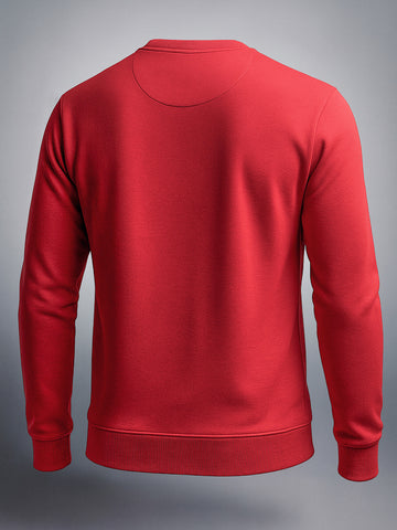 Men's Red Regular Fit Solid Casual Sweatshirt