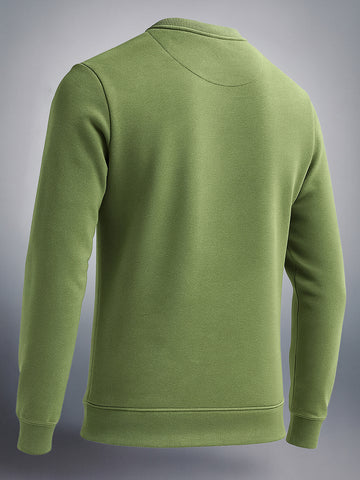 Men's Olive Regular Fit Solid Casual Sweatshirt
