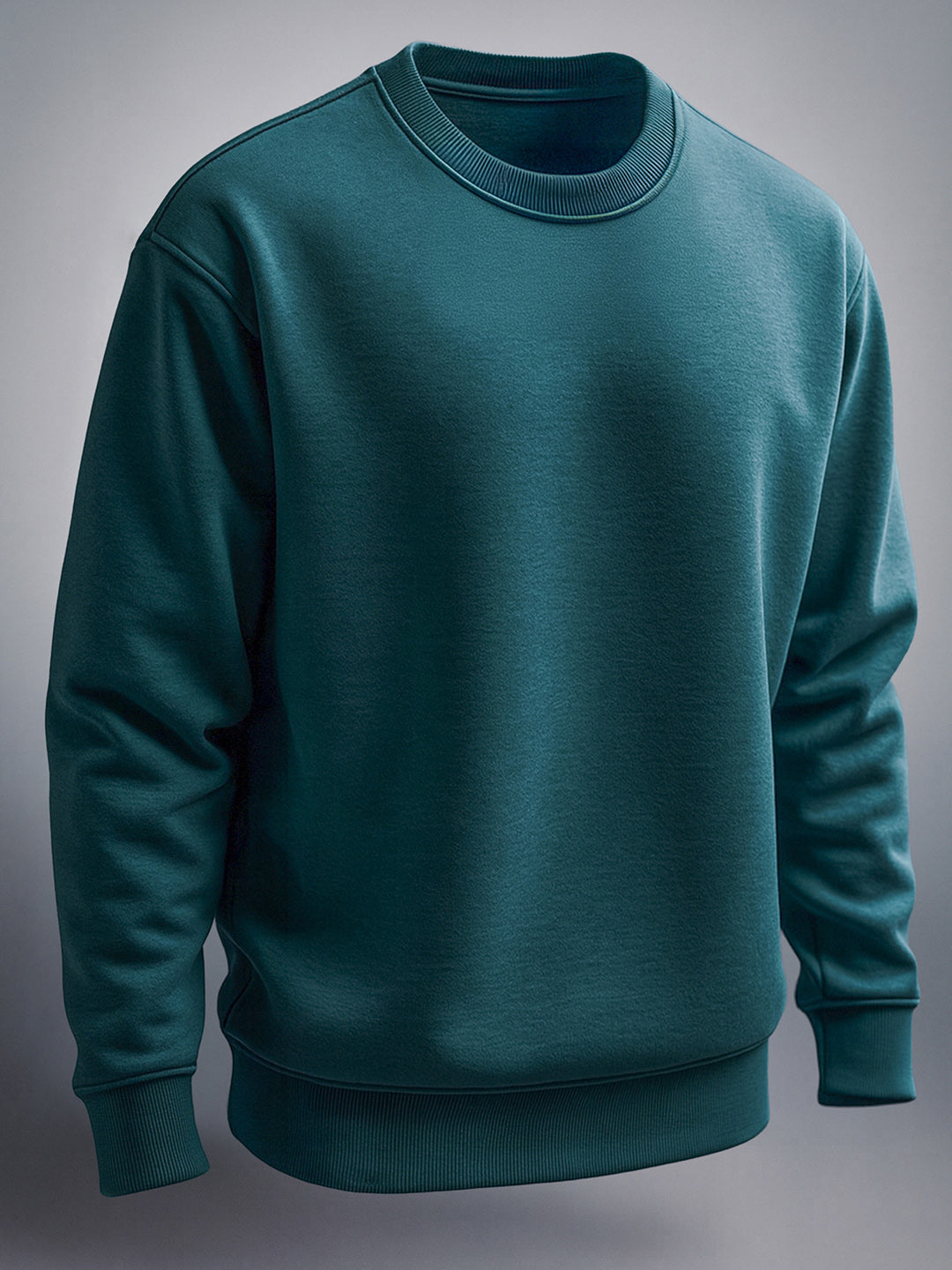 Men's Green Oversized Fit Solid Casual Sweatshirt
