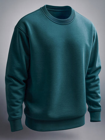 Men's Green Oversized Fit Solid Casual Sweatshirt
