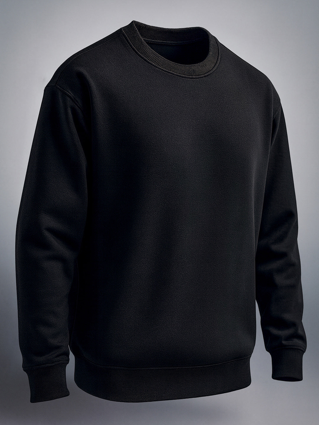 Men's Black Oversized Fit Solid Casual Sweatshirt