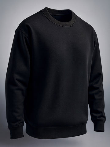 Men's Black Oversized Fit Solid Casual Sweatshirt