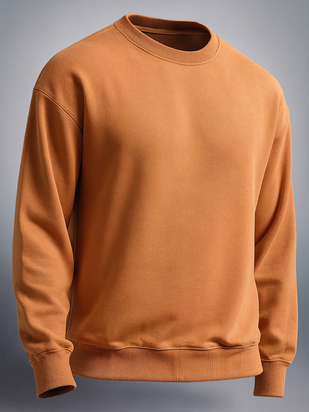 Men's Khaki Oversized Fit Solid Casual Sweatshirt