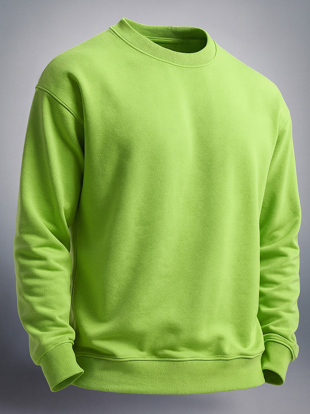 Men's Green Oversized Fit Solid Casual Sweatshirt