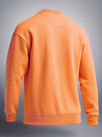 Men's Orange Oversized Fit Solid Casual Sweatshirt