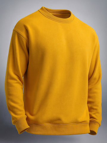 Men's Yellow Oversized Fit Solid Casual Sweatshirt