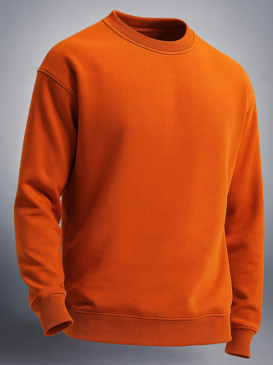 Men's Orange Oversized Fit Solid Casual Sweatshirt