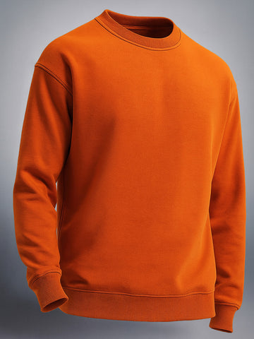 Men's Orange Oversized Fit Solid Casual Sweatshirt