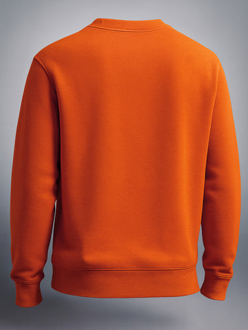 Men's Orange Oversized Fit Solid Casual Sweatshirt