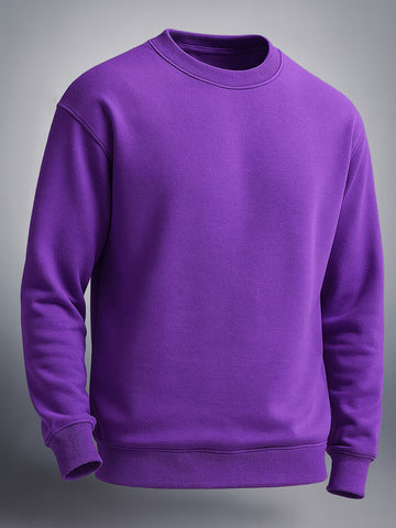 Men's Purple Oversized Fit Solid Casual Sweatshirt
