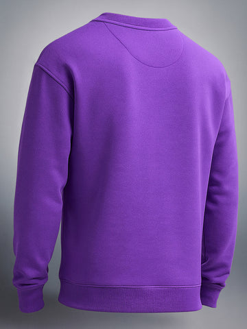 Men's Purple Oversized Fit Solid Casual Sweatshirt
