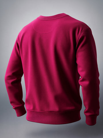 Men's Red Oversized Fit Solid Casual Sweatshirt