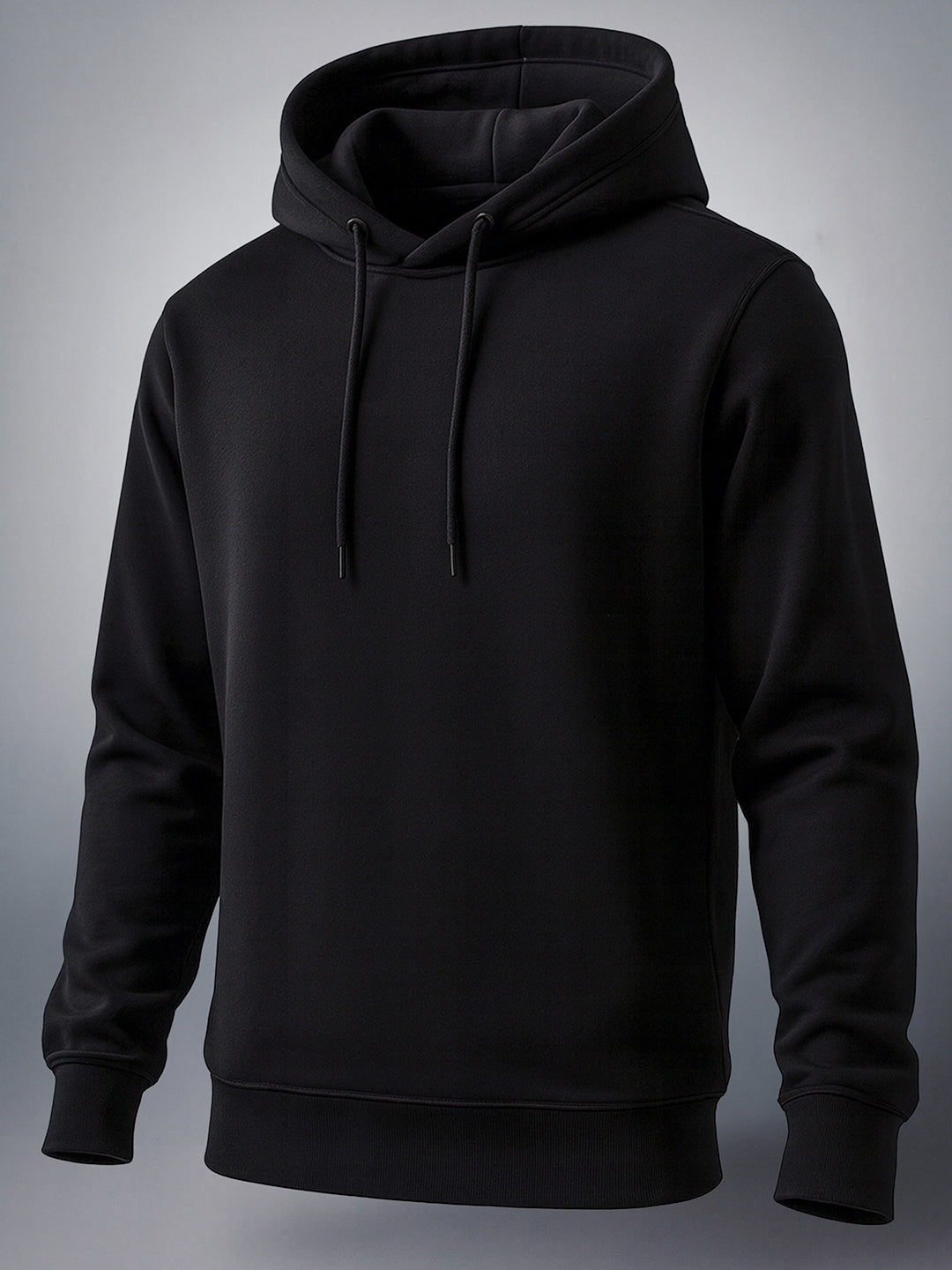 Men's Black Regular Fit Solid Casual Sweatshirt