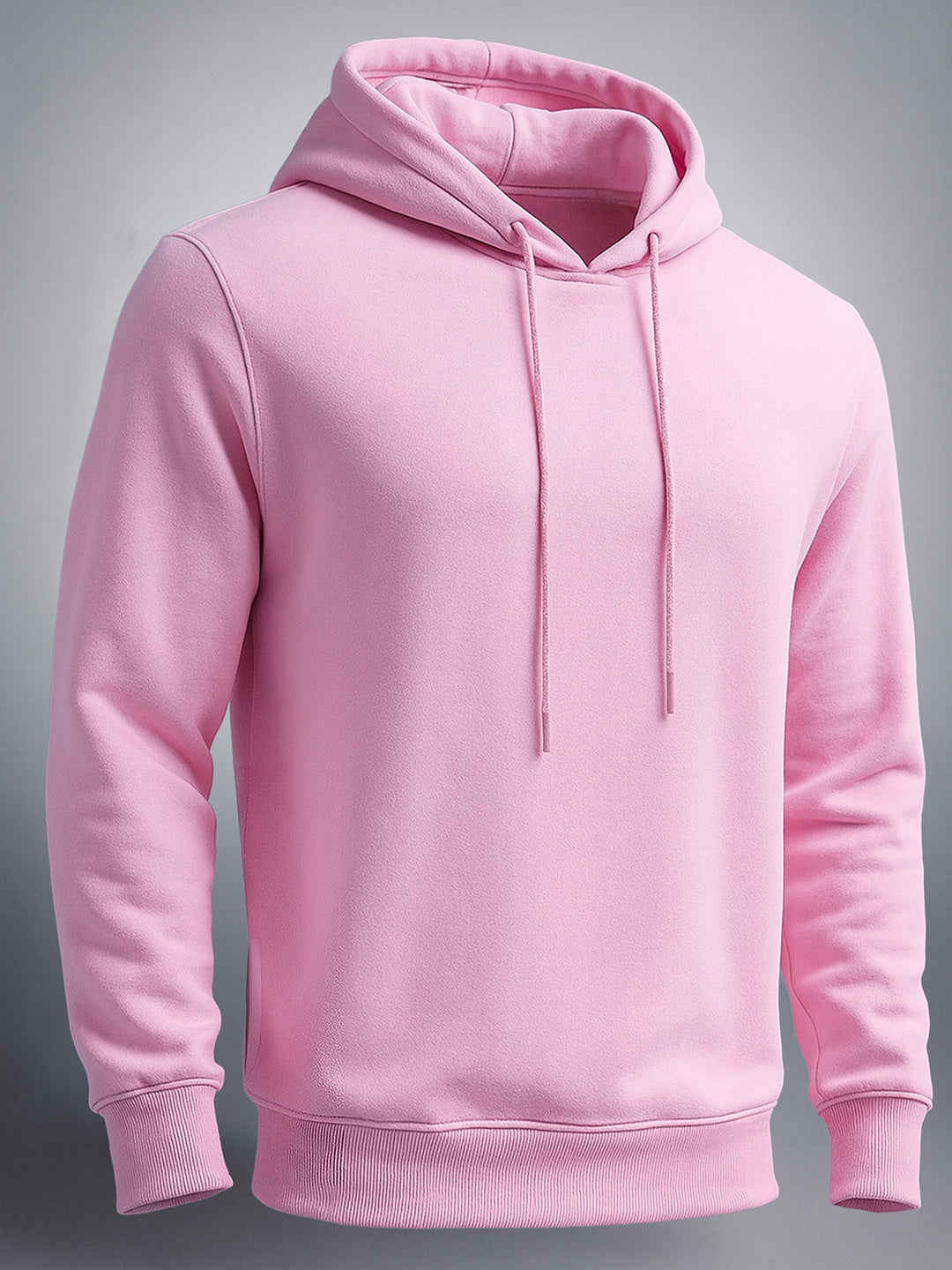Men's Pink Regular Fit Solid Casual Sweatshirt