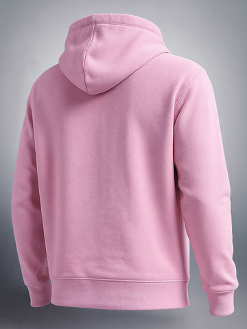 Men's Pink Regular Fit Solid Casual Sweatshirt
