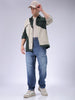 Men's Blue Loose Tapered Distressed Mid-Rise Jeans