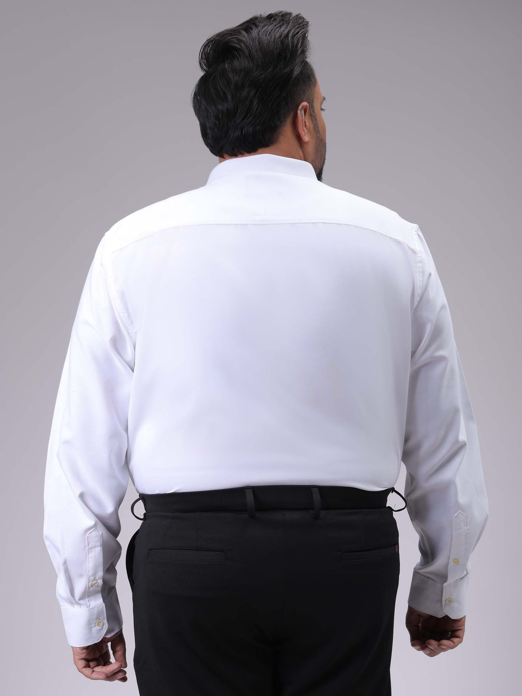 Men's Plus Size White Regular Fit Solid Formal Shirt