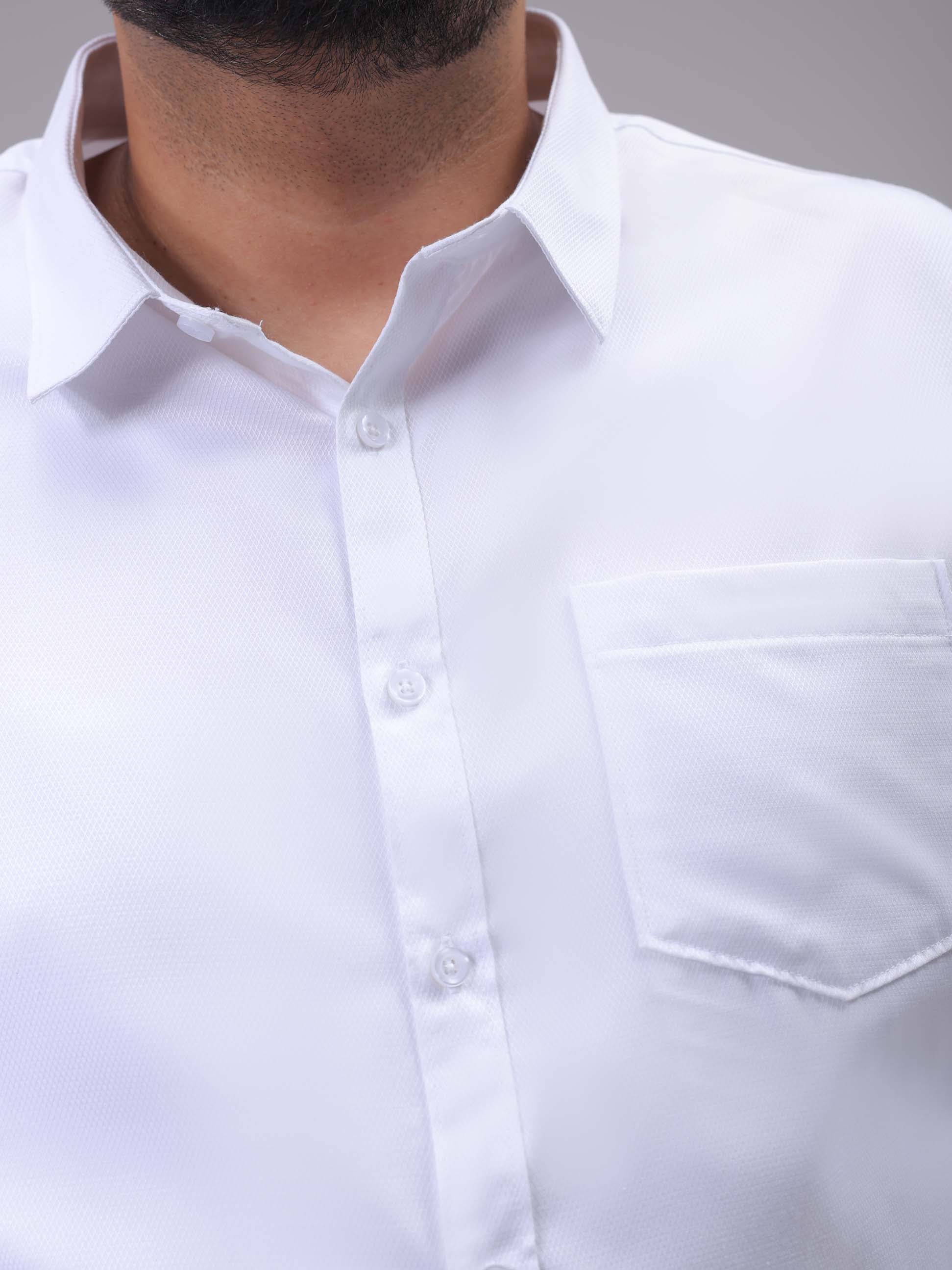 Men's Plus Size White Regular Fit Solid Formal Shirt