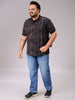 Men's Black Regular Fit Printed Polo Plus Size T-shirt