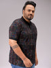 Men's Black Regular Fit Printed Polo Plus Size T-shirt