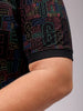 Men's Black Regular Fit Printed Polo Plus Size T-shirt