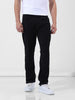 Men's Black Straight Fit Textured Casual Trouser