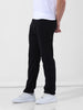 Men's Black Straight Fit Textured Casual Trouser