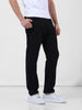 Men's Black Straight Fit Textured Casual Trouser