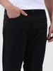 Men's Black Straight Fit Textured Casual Trouser