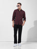 Men's Black Straight Fit Textured Casual Trouser