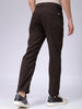 Men's Brown Straight Fit Textured Mid-Rise Trousers
