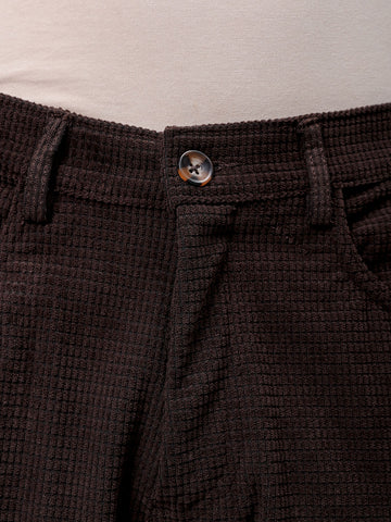 Men's Brown Straight Fit Textured Mid-Rise Trousers
