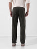 Men's Dark Olive Straight Fit Textured Casual Trouser