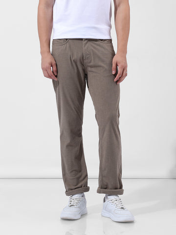 Men Straight Fit Grey Trousers