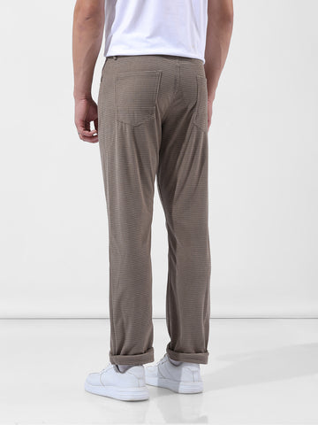 Men Straight Fit Grey Trousers