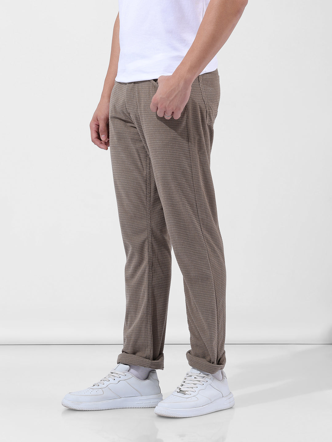 Men's Vetiver Straight Fit Textured Casual Trouser