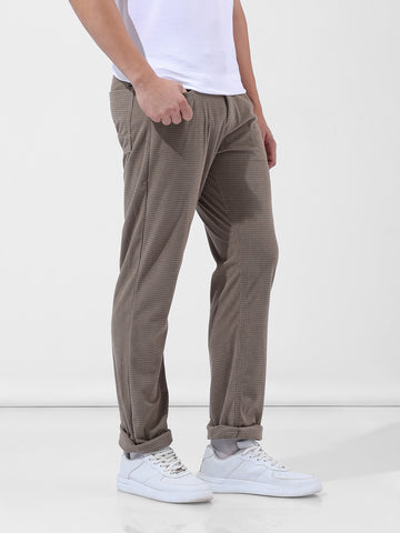 Men Straight Fit Grey Trousers