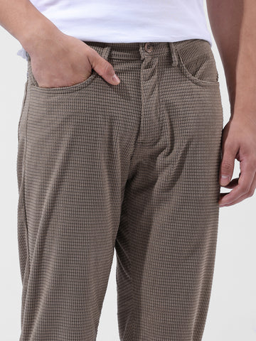 Men Straight Fit Grey Trousers