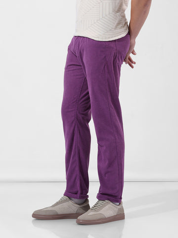 Men Straight Fit Purple Trousers