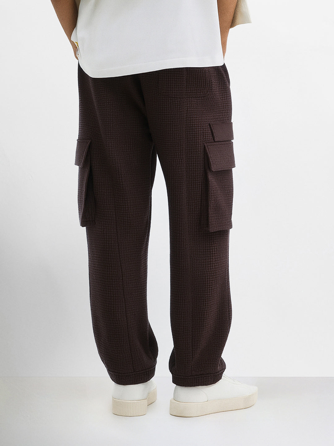 Men's Brown Loose Fit Solid Utility Joggers
