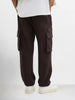 Men's Brown Loose Fit Solid Utility Joggers